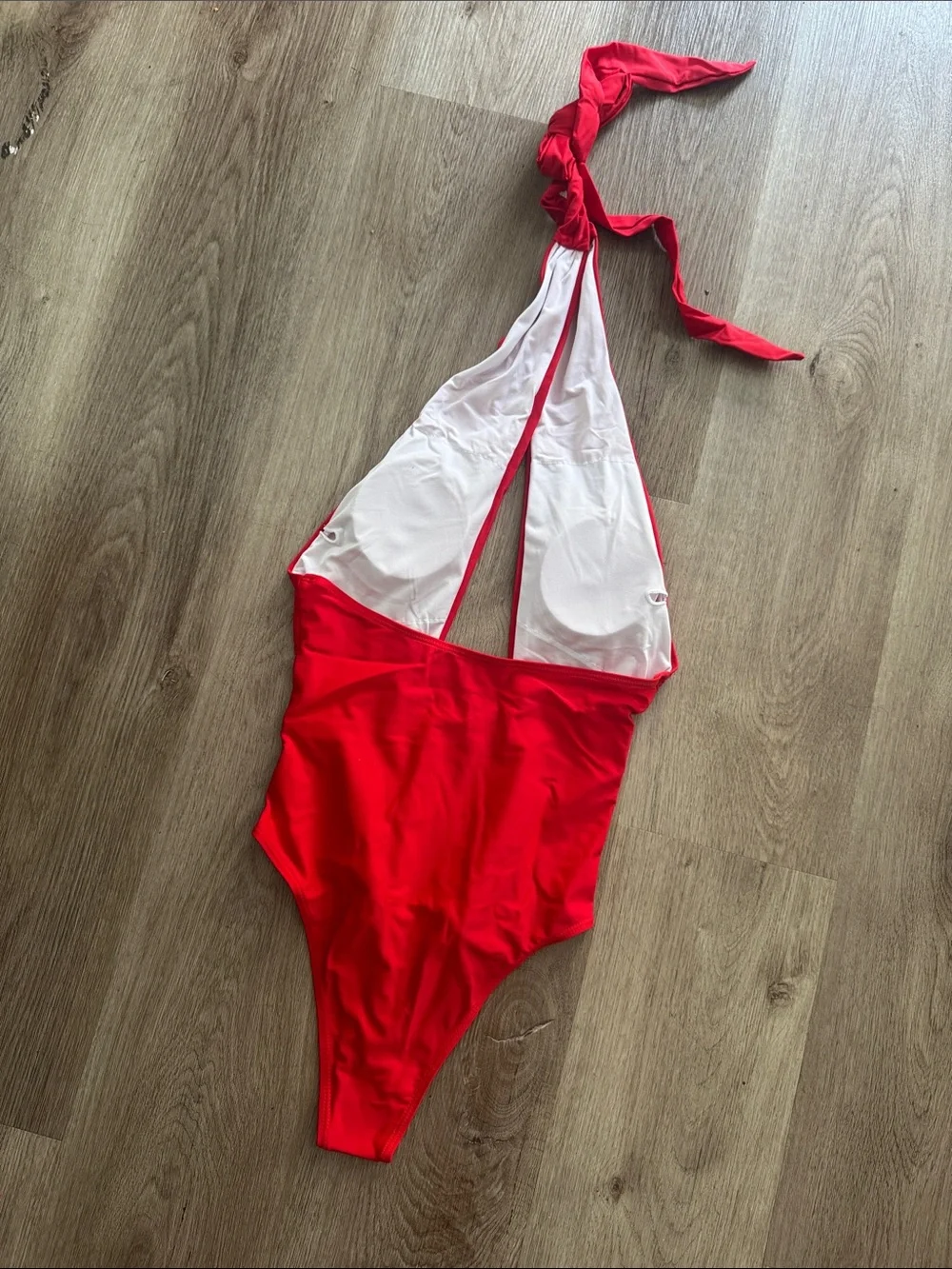 Women’s Red Halter One-Piece Swimsuit